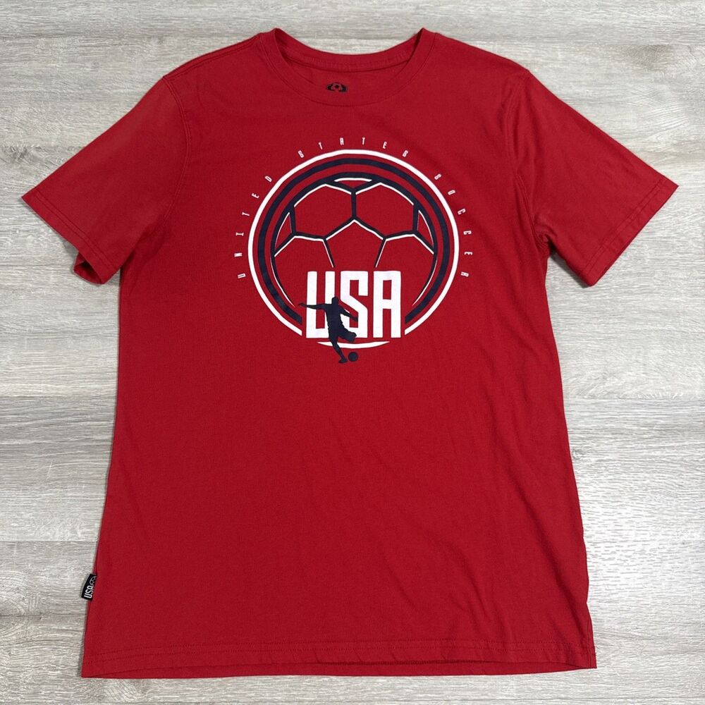 USA Soccer Shirt United States Soccer Men's Red Large Cotton Blend Tee